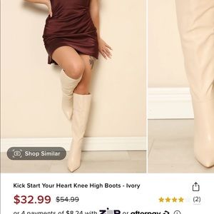 Fashion nova ivory knee high boots
